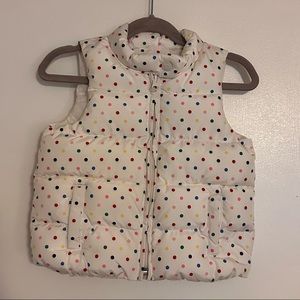Gap Kids White Colored Polka Dot Puffer Vest, size 3T